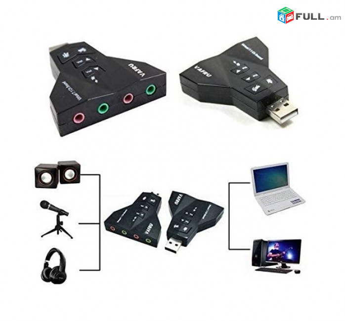 USB to 3D External Sound Card Audio Adapter Virtual 7.1 Channel CH Mic Speaker звуковой адаптер ադապտեր 