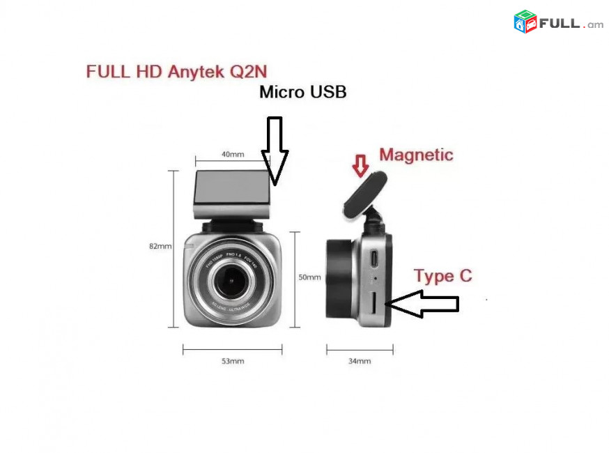 Anytek Dash Car DVR Camera Q2N Full HD 1080P FHD Touch 2" Xiaomi Mijia Магнитный Видеорегистратор GPS
