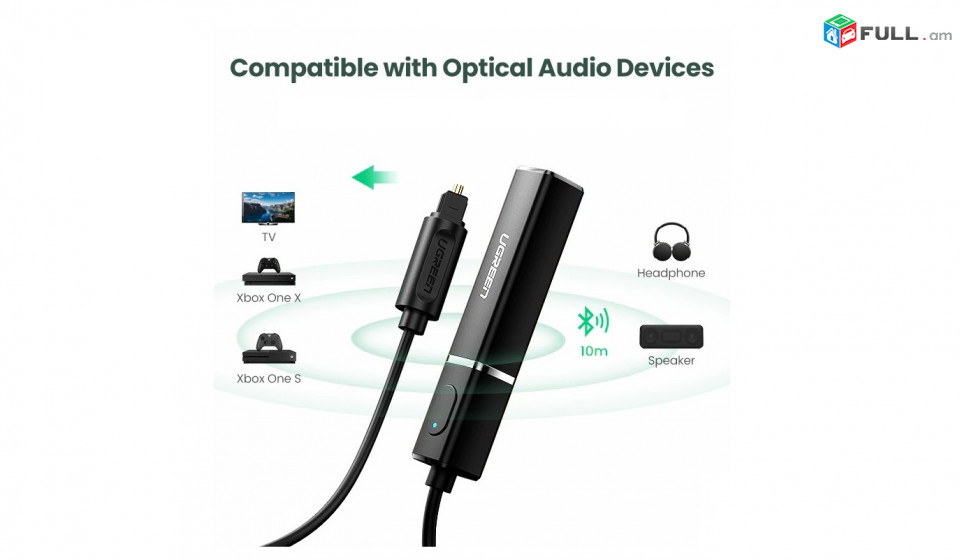 UGREEN Bluetooth 5.0 Audio Transmitter aptX A2DP for TV Adapter аудио адаптер աուդիո ադապտոր