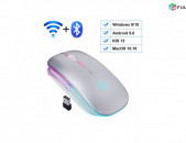 Լուռ անլար լիցքավորվող մկնիկ Silent Game RGB wireless mouse wifi bluetooth Мышь беспроводная аккумуляторная