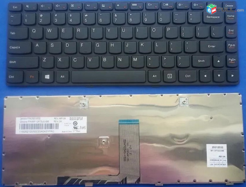 Lenovo IdeaPad Z380, G480, G480A, G485, G485A Keyboard նոթբուքի ստեղնաշար клавиатура