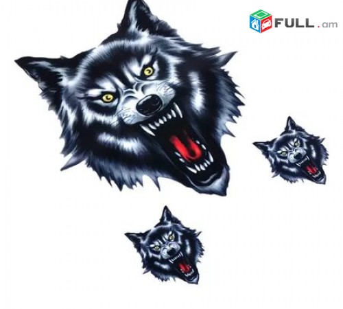 Avto Nakleyka Gayl (3 ktoric) Wolf Head Stickers avto aksesuar