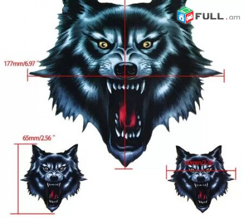 Avto Nakleyka Gayl (3 ktoric) Wolf Head Stickers avto aksesuar