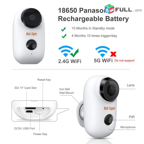 Battery Powered Security Cameras for Homes - Wireless WiFi Camera Outdoor