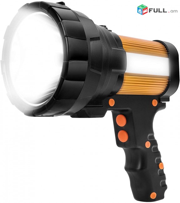 super dzerqi fanarik,batare,Ձեռքի ֆանար Super Bright LED Spotlight Rechargeable Flashlight 6000 Lumen Handheld Spotlight 10000mAh