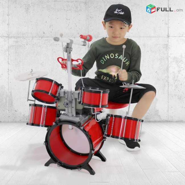 Մանկական խաղալիք հարվածային գործիքների հավաքածու, սինթեզով JAZZ DRUM թմբուկ, դհոլ