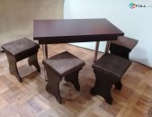 Խոհանոցային սեղաններ  երկաթե ոտքերով + 4 աթոռով