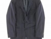 Canali Mens Navy Wool Pinstripe Double Vent Two-Button Suit Jacket 36, пиджак