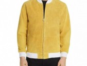 Obey Mens Clifton Yellow Suede Zip-Up Casual Bomber Jacket Coat M
