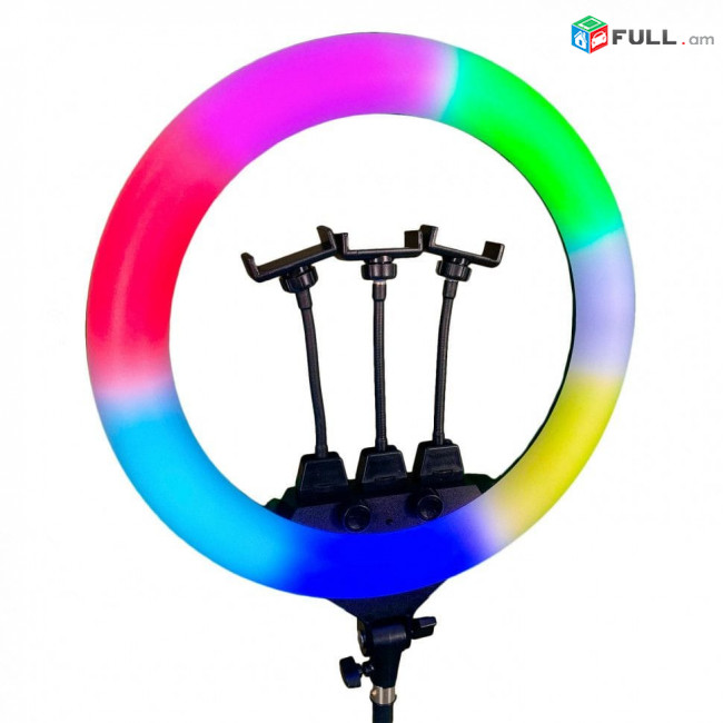Նոր RGB Կալցեվոյ Լամպ Մեծ չափի 45սմ + Շտատիվ большая кольцевая лампа RGB со штативом tiktok selfie ring make up