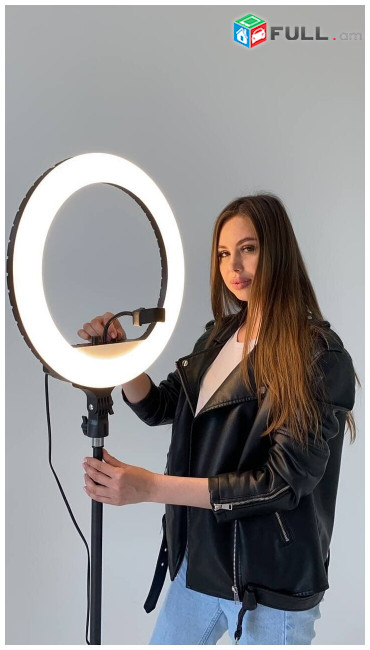 Նոր RGB Կալցեվոյ Լամպ Մեծ չափի 45սմ + Շտատիվ большая кольцевая лампа RGB со штативом tiktok selfie ring make up