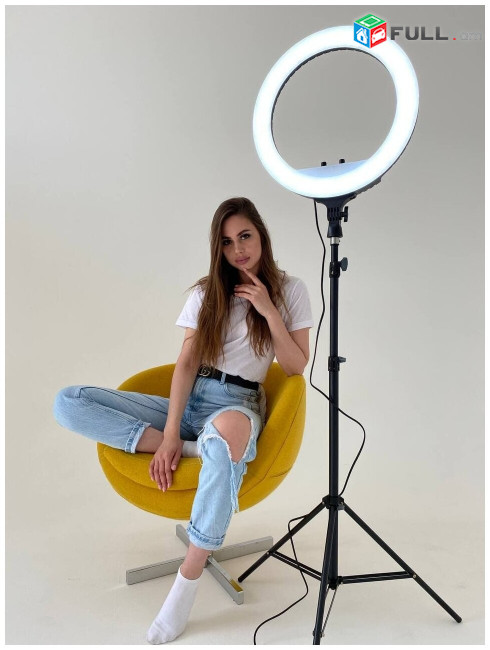 Նոր RGB Կալցեվոյ Լամպ Մեծ չափի 45սմ + Շտատիվ большая кольцевая лампа RGB со штативом tiktok selfie ring make up