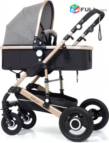 Детская коляска-трансформер 2 в1 от компании Belecoo 535-Q3 (Dark Grey) Прогуло