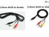 AUX to Audio AV, 1m, 1.5m, 3m, 5m and 1.2m, 1.5m, 3m, 5m, 10m Video AV Cables