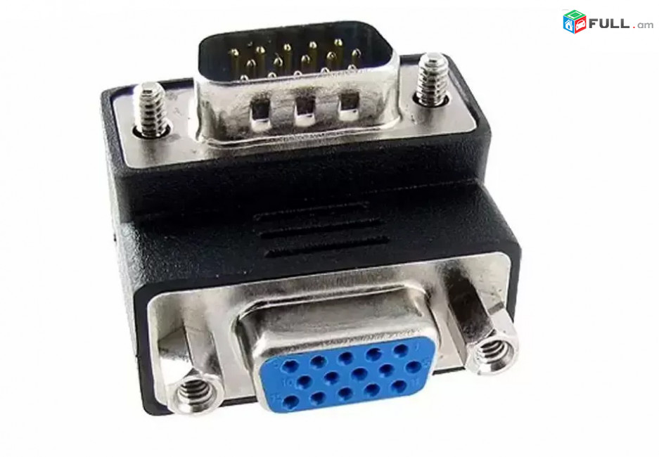 SVGA VGA 15 Pin Male To Female M / F 90 degree Right Angle Adapter