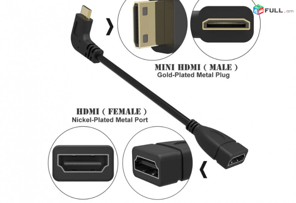 Mini HDMI Cable Robotsky ֆիրմայի 90 Degree Male to HDMI Female 15CM