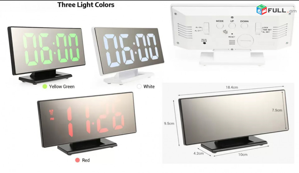 New Digital Alarm Clock LED Mirror Clock Multifunction Snooze Display Time Night Led Light Table Desktop
