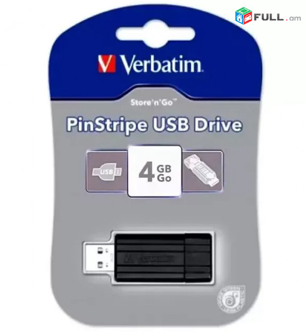Verbatim ֆլեշկա 4GB, 16GB, 32GB, 64GB USB 2.0 Original, PinStripe