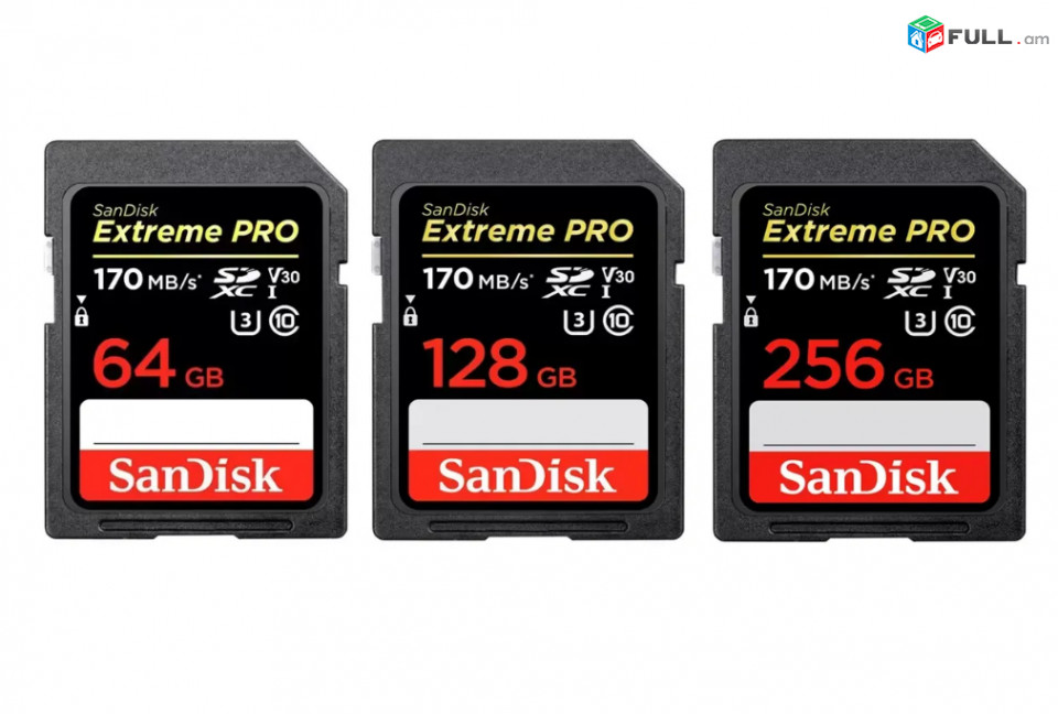 SanDisk 64GB, 128GB and 256GB Extreme Pro 170MB / SEC SDXC SD Card U3 for 4K Video