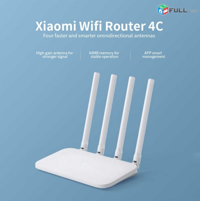 Xiaomi 4C Router Wi-Fi 2.4 Ghz 300 Мбит / с Ethernet RJ-45 4 antena 5db  nor e pak tupum