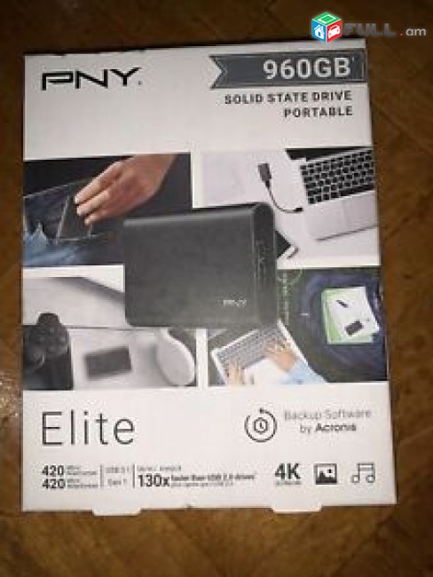 External ssd PNY Elite 960Gb  Elite USB 3.1 Gen1 Portable SSD - 960GB 430 МБ/с /420 МБ/с nor e pak tupum