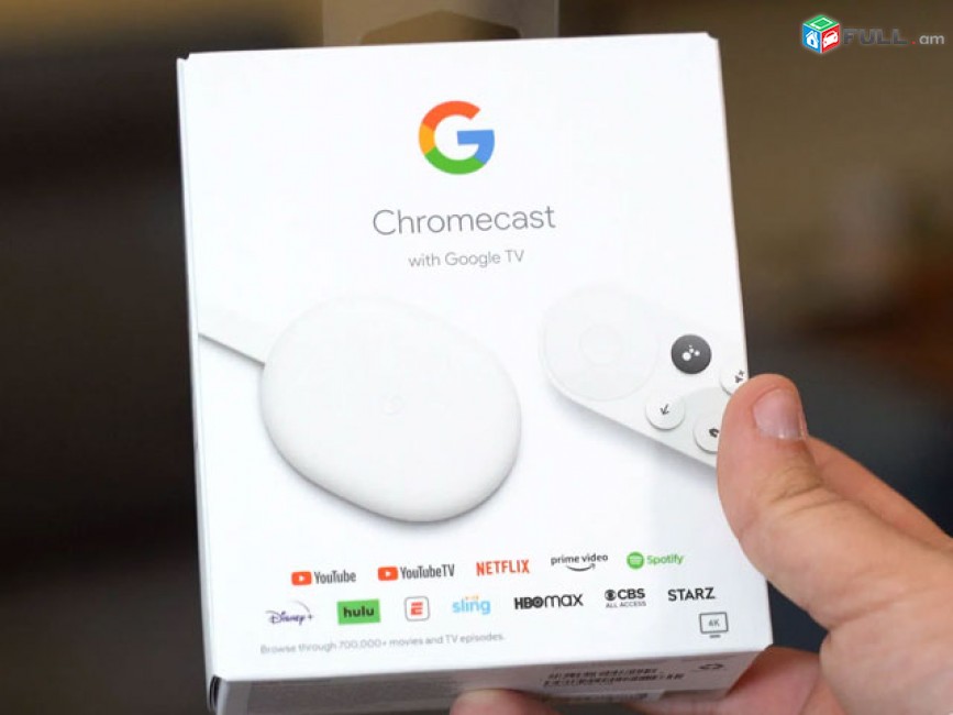 Chromecast 2020 google tv android 10 /2Gb 4K,  nermutvel e AMN ic original pak tup barcr vorak