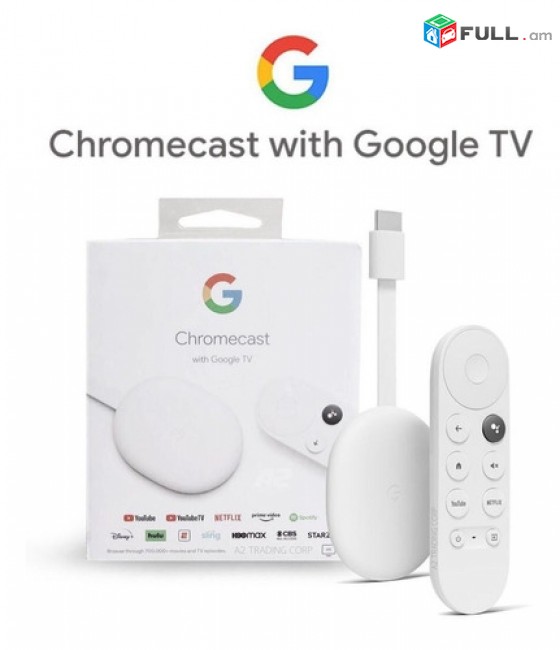 Chromecast 2020 google tv android 10 /2Gb 4K,  nermutvel e AMN ic original pak tup barcr vorak