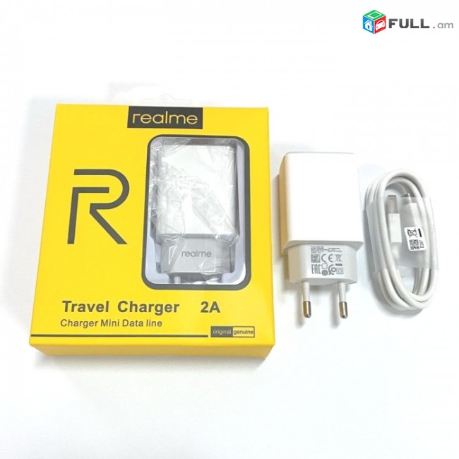Зарядное устройство Realme Original Travel Charger Fast Charging 2A (լար + ադապտեր) Type-C