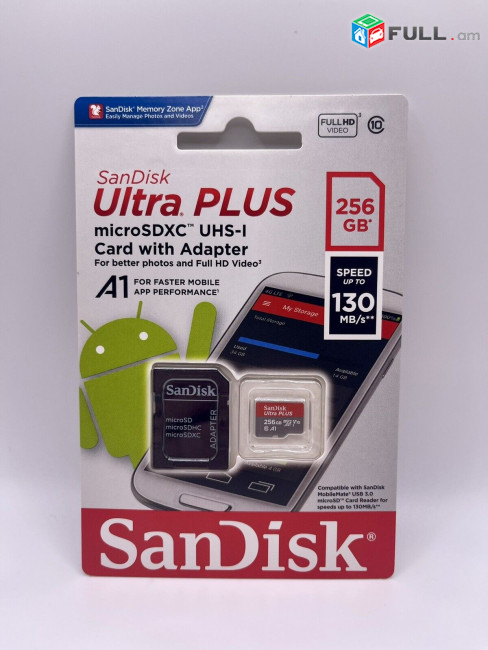 Original New SanDisk - Ultra Plus 256GB microSDXC UHS-I Memory Card