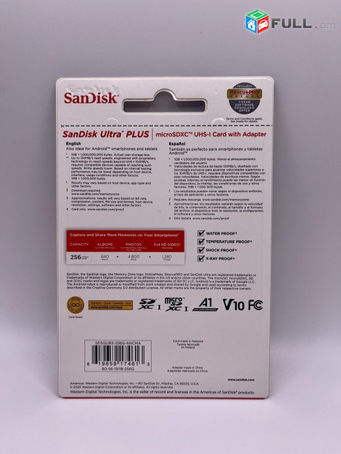 Original New SanDisk - Ultra Plus 256GB microSDXC UHS-I Memory Card