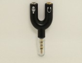 U Y shape 3.5mm Stereo Splitter Audio Male to Earphone + Mic Adapter