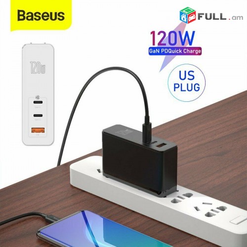 Baseus 120W GaN SiC USB C Charger Quick Charge 4.0 3.0 QC Type C PD Fast USB Charger For Macbook Pro iPad iPhone Samsung Xiaomi