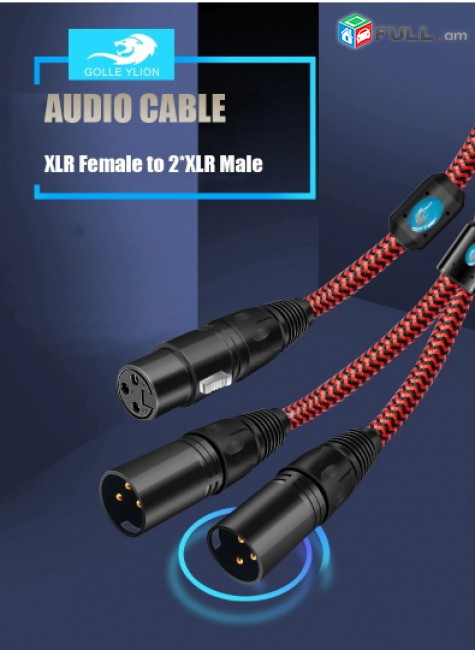HiFi XLR Splitter Cable for Sound Mixer Amplifier Regular 3 Pin XLR Female to Dual XLR Male Shielded Audio Cable