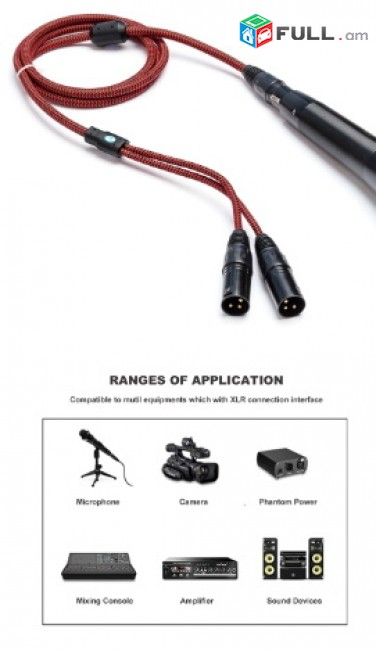 HiFi XLR Splitter Cable for Sound Mixer Amplifier Regular 3 Pin XLR Female to Dual XLR Male Shielded Audio Cable