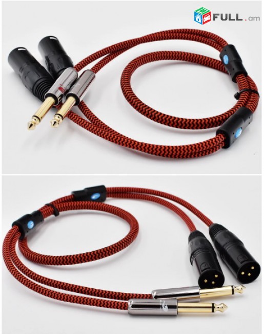 Audiophile Audio Cable Dual 6.35mm to Dual XLR for Amplifier mixing Console 2*XLR to 2*1/4" Jack OFC Cable