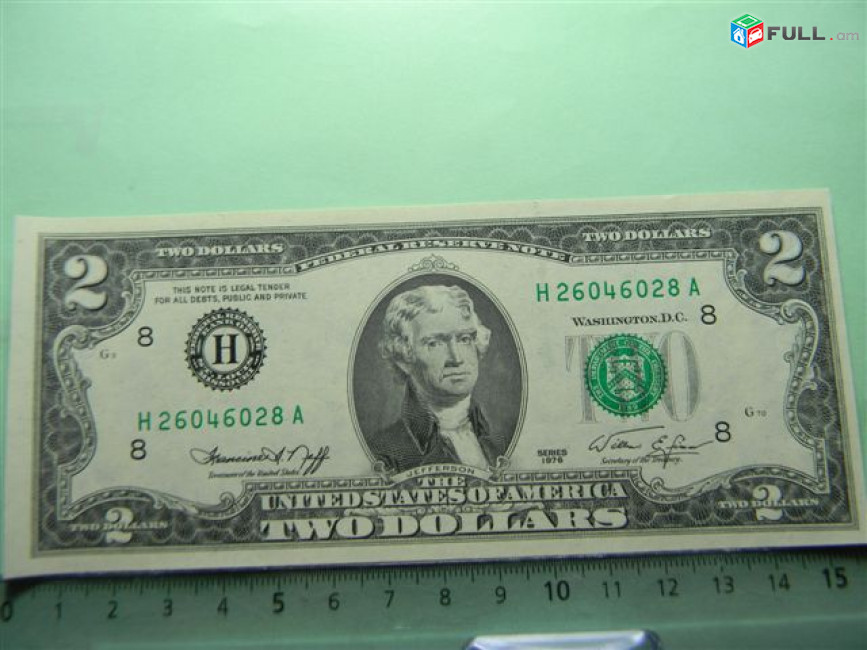 2 доллара США, 1976г., USA, H St. 	aU,	Fr1935  P:461,	series 1976, H