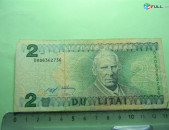 банкнота.	2 лита, Литва, 	1993г,	VF,	Р-54	серия DAD,	