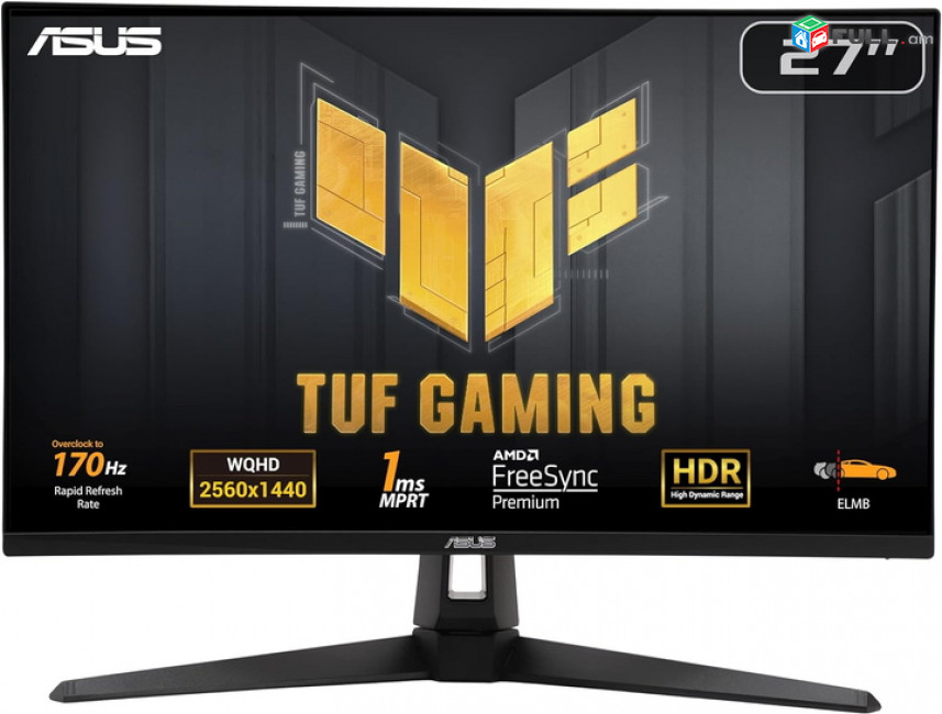 Monitor ASUS TUF GAMING VG27AQA1A 27" 2K 1mc 170HZ DP/HDMI * 2, speakers երաշխիքով