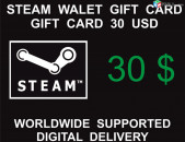 Steam Gift Card 30 USD, For USD Currency Accounts