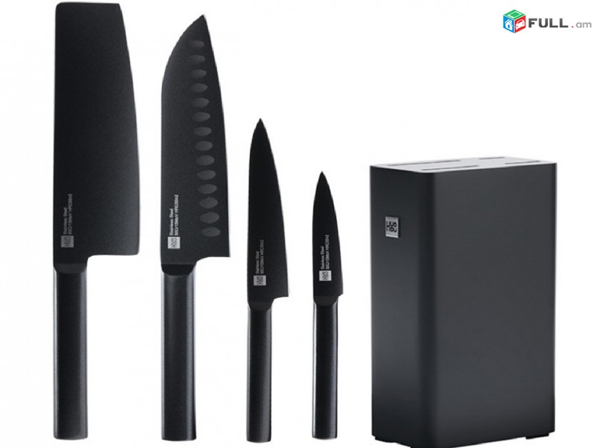 Xiaomi Huo Hou Heat Cool Black Non-stick Knife Set Набор ножей Դանակների հավաքածու