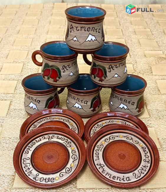 Espresso Coffee cups, Սուրճի բաժակներ, Кофейные чашки "Armenia (white noise) " Armenian ceramic, Հայկական խեցեղեն, Армянская керамика