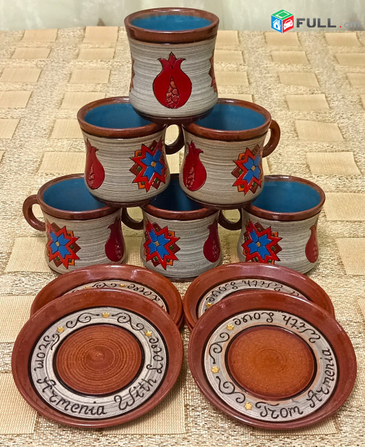 Espresso Coffee cups, Սուրճի բաժակներ, Кофейные чашки "Eastern (white noise) " Armenian ceramic, Հայկական խեցեղեն, Армянская керамика