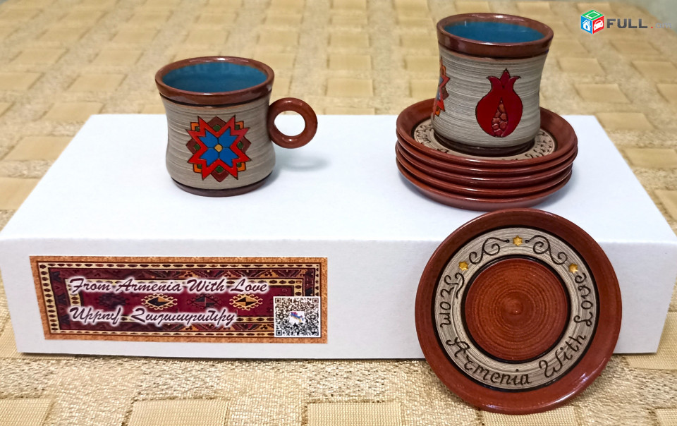 Espresso Coffee cups, Սուրճի բաժակներ, Кофейные чашки "Eastern (white noise) " Armenian ceramic, Հայկական խեցեղեն, Армянская керамика
