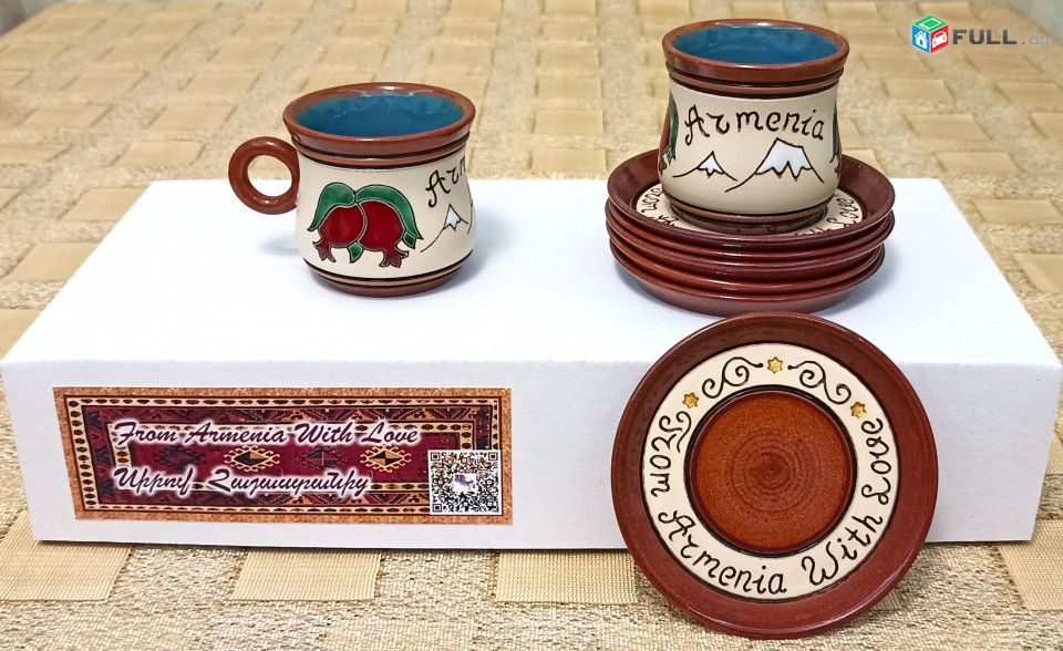 Espresso Coffee cups, Սուրճի բաժակներ, Кофейные чашки "Armenia (white) " Armenian ceramic, Հայկական խեցեղեն, Армянская керамика