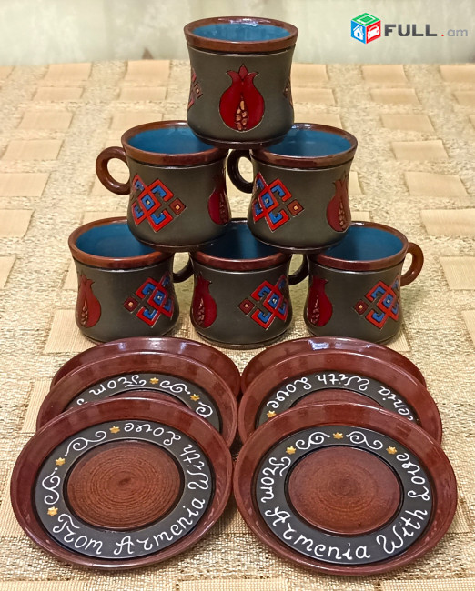 Espresso Coffee cups, Սուրճի բաժակներ, Кофейные чашки "Eastern 1 (black) " Armenian ceramic, Հայկական խեցեղեն, Армянская керамика