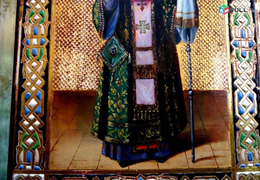 Икона Св. Феодосии Черниговский. В киоте, сусальное золото, половина 19-ого века