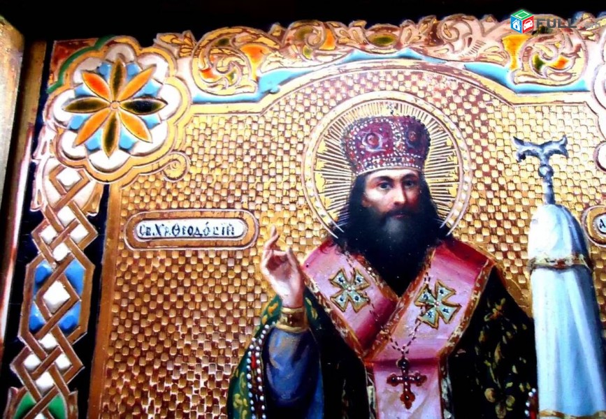 Икона Св. Феодосии Черниговский. В киоте, сусальное золото, половина 19-ого века