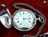 Серебрянные наградные карманные часы Генрихь Кань