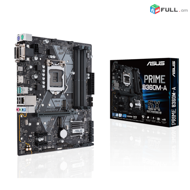 ASUS PRIME B360M-A LGA1151 (300 Series) DDR4 HDMI DVI VGA M.2 mATX Motherboard