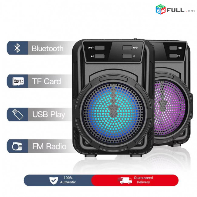 ԲՈՒՖԵՐ speaker, динамик GTS-1346 Անլար MINI Bluetooth դինամիկ RGB LED լույսերով 3 inch